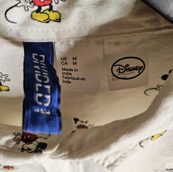 H&M Disney Collab White Shirt with Mickey Mouse Print Mens Medium - Picture 5 of 8